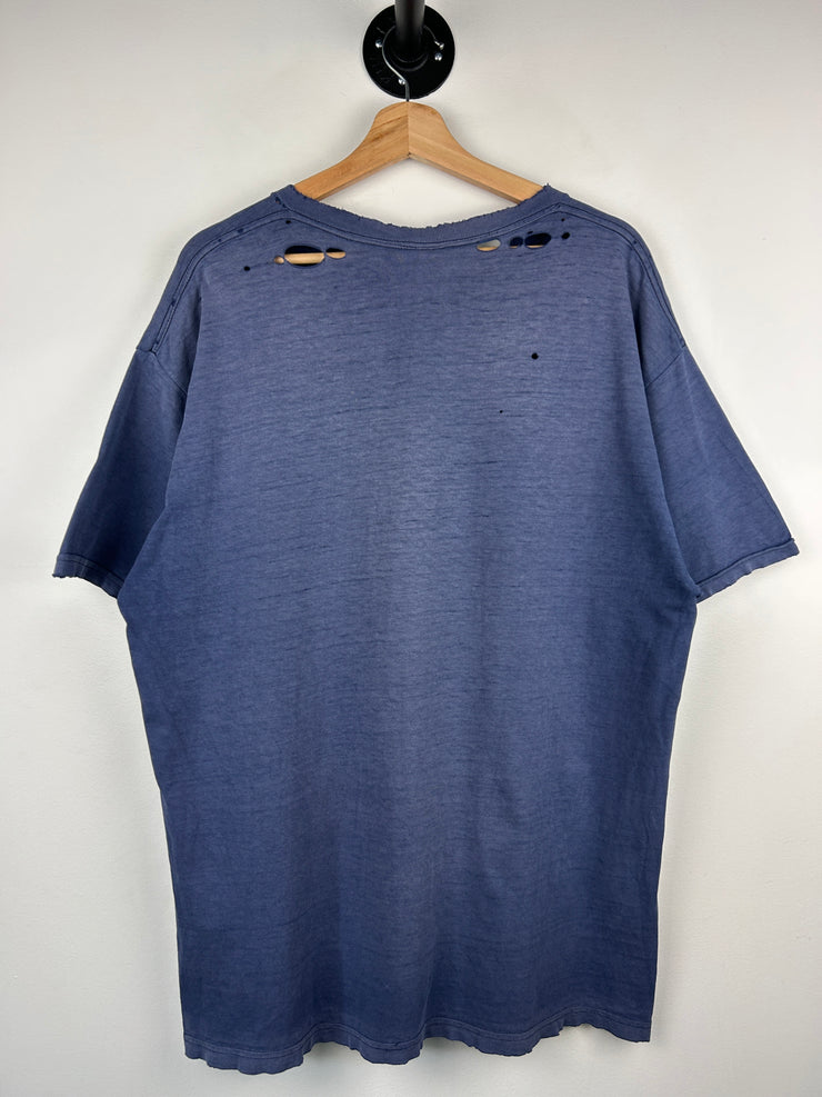 Vintage 90s Nike Mini Swoosh Thrashed Navy Tee