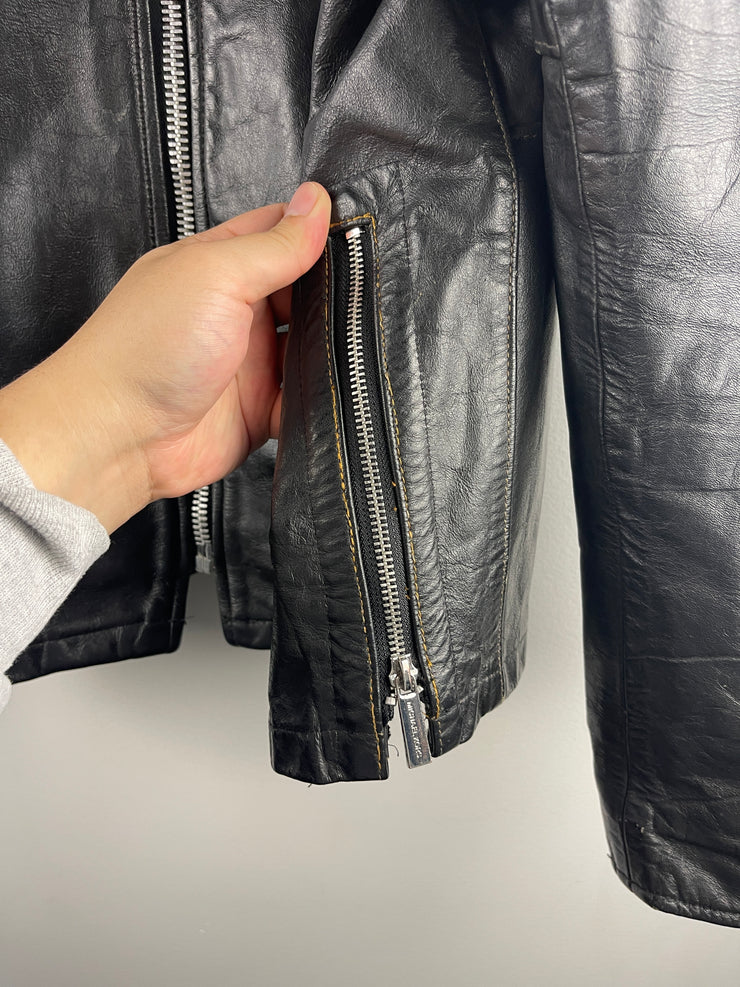 Vintage 80s Moto Café Racer Black Leather Jacket