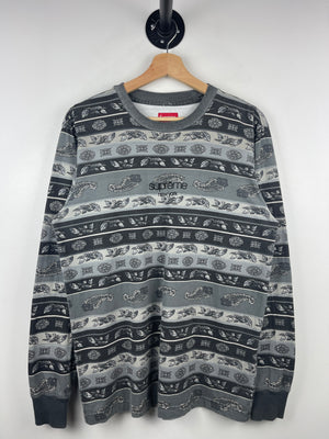 Supreme SS16 Paisley Stripe Black Long Sleeve