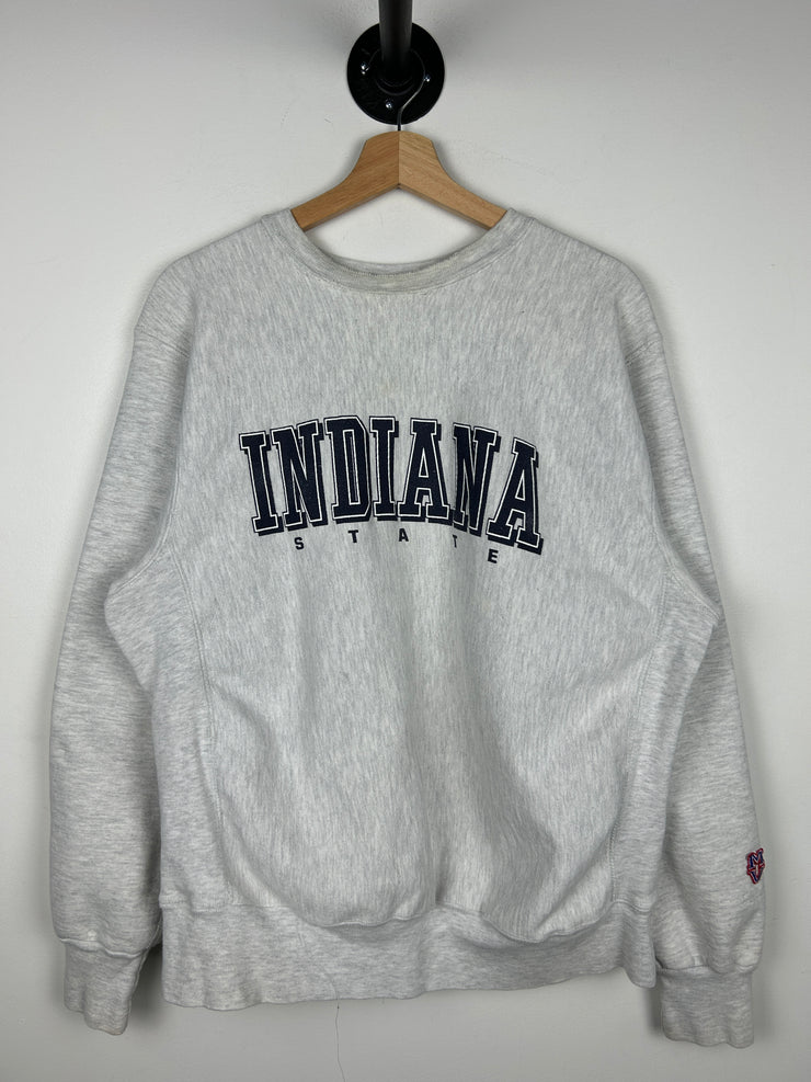 Vintage 90s Indiana State University Reverse Weave Grey Crewneck