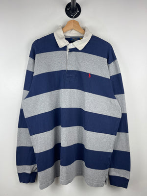 Vintage Polo Ralph Lauren Navy & Grey Polo Rugby Long Sleeve