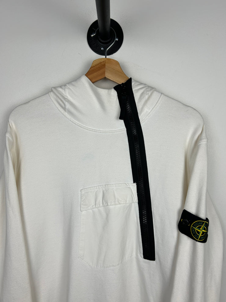 Stone Island Side Zip White Hoodie