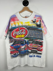 Vintage 2003 Nascar Chase Coca Cola 600 All Over Print White Tee