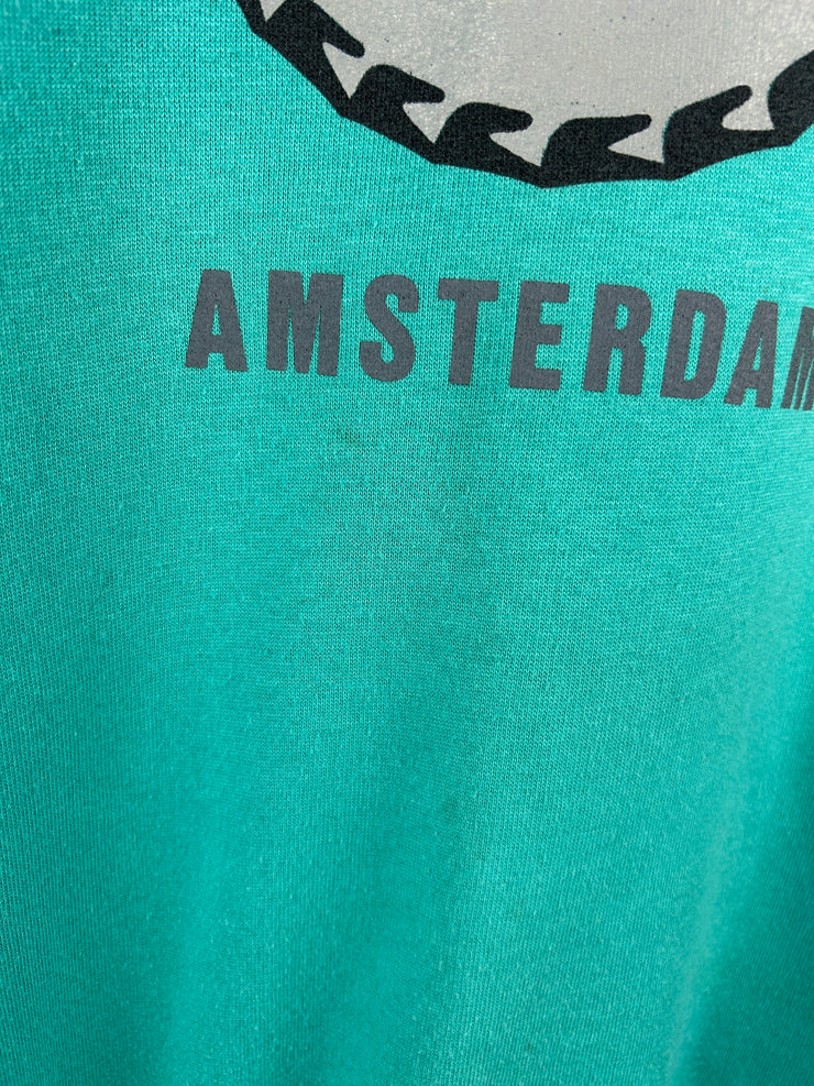 Vintage 90s Hard Rock Café Amsterdam Teal Crewneck