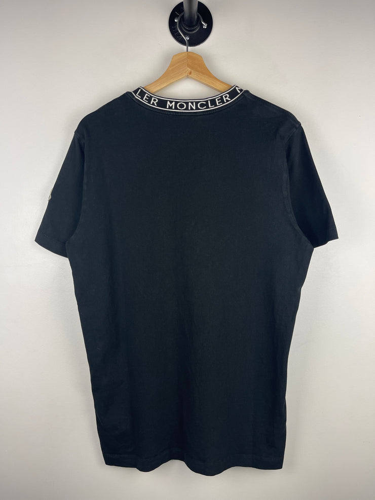 Moncler Neck Logo Collar Black Tee