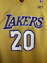 Vintage NBA Reebok Los Angeles Lakers Payton Yellow Basketball Jersey