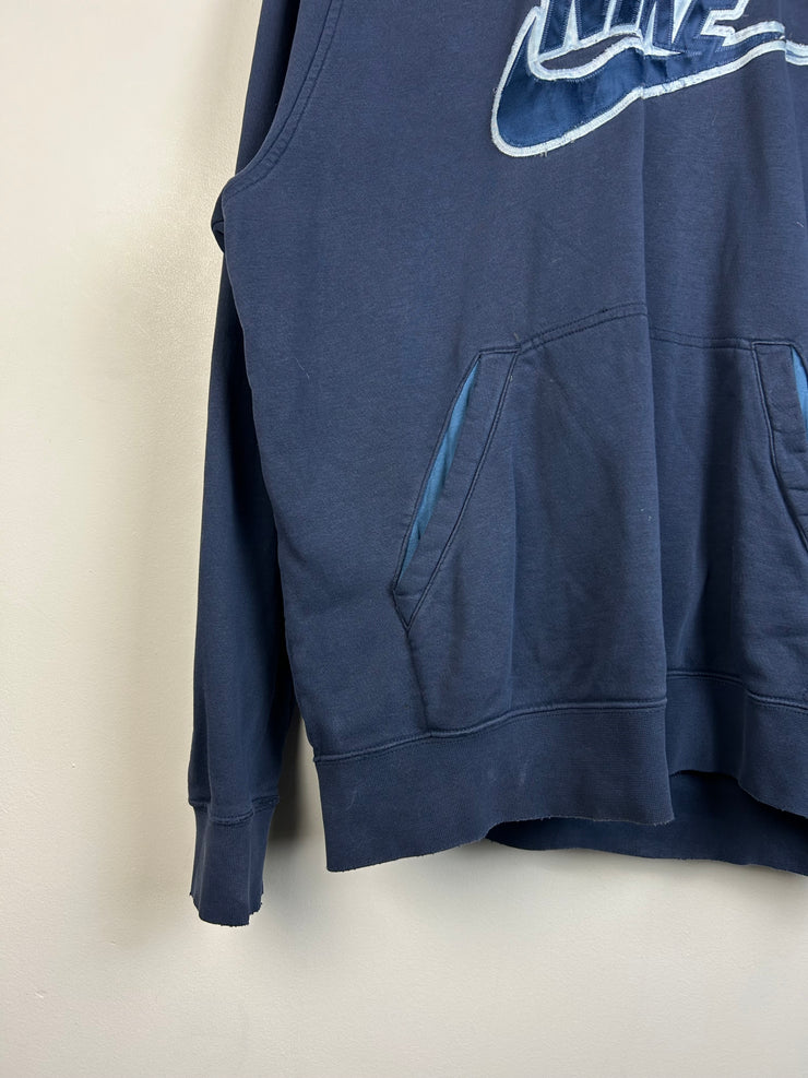 Vintage Y2K Nike Swoosh Spellout Navy Hoodie