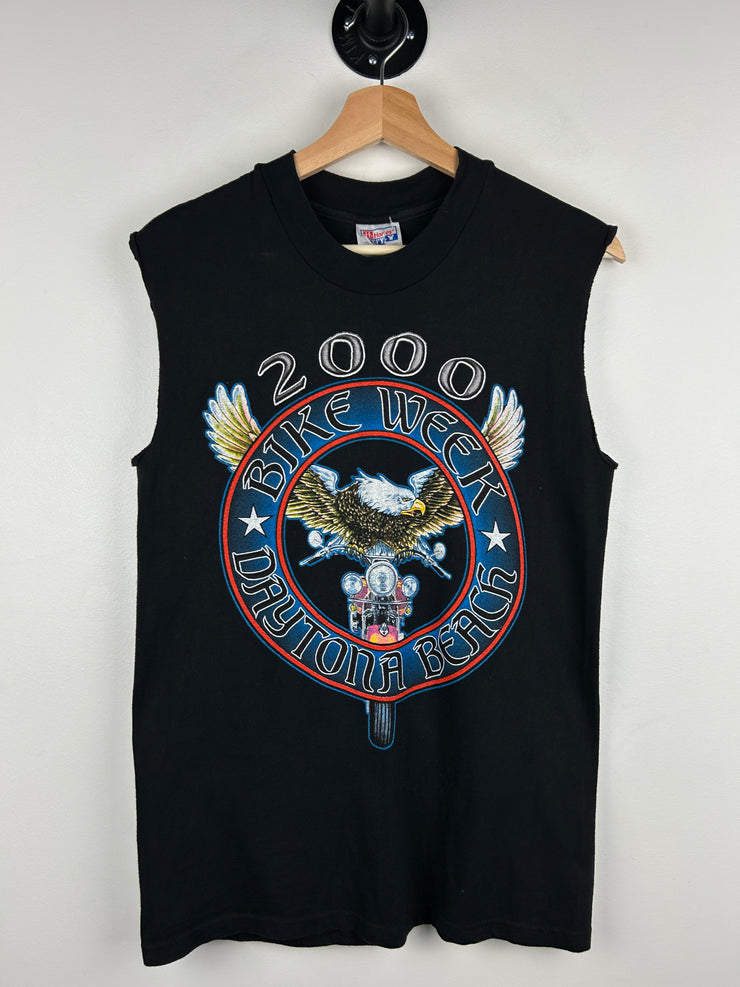 Vintage 2000 Bike Week Daytona Beach Black Cut Off Tank Top