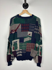 Vintage 90s Isle Of Cotton Golf Pattern Knit Sweater