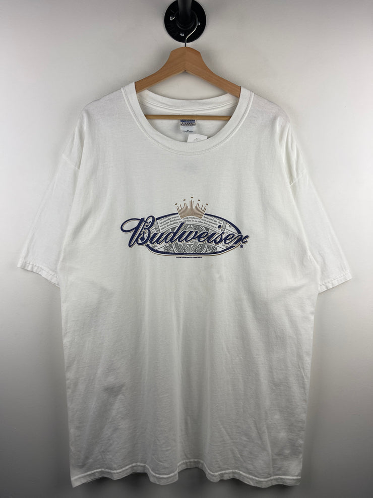 Vintage 2002 Budweiser Beer Spellout White Tee