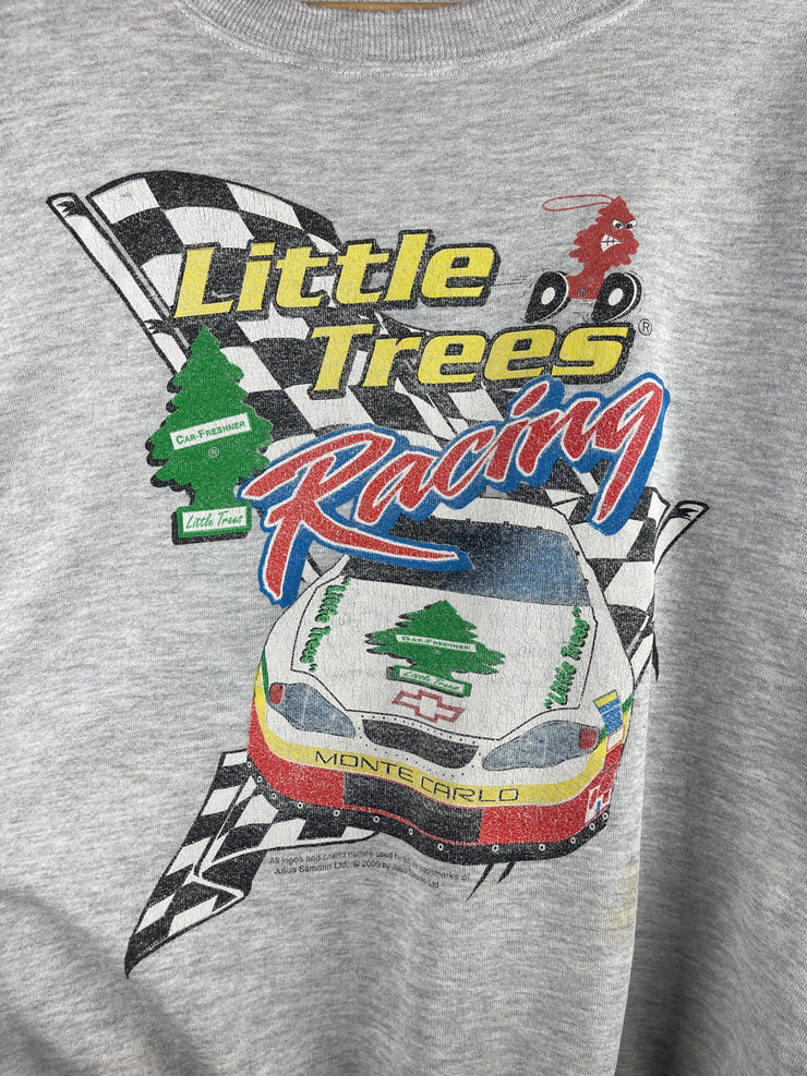 Vintage Nascar Little Trees Racing Grey Crewneck