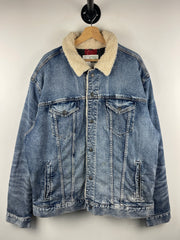 Vintage 90s American Eagle Sherpa Lined Blue Denim Jacket