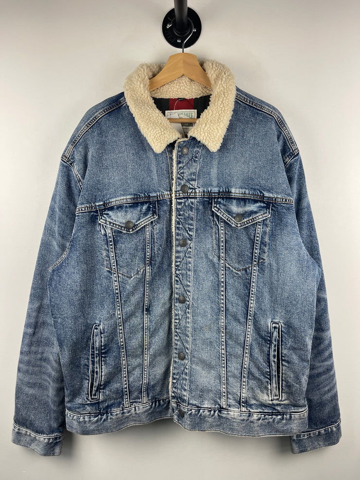 Vintage 90s American Eagle Sherpa Lined Blue Denim Jacket