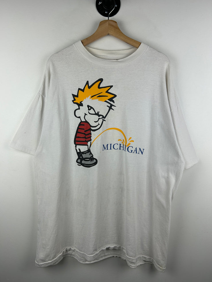 Vintage 90s Michigan Peeing White Tee