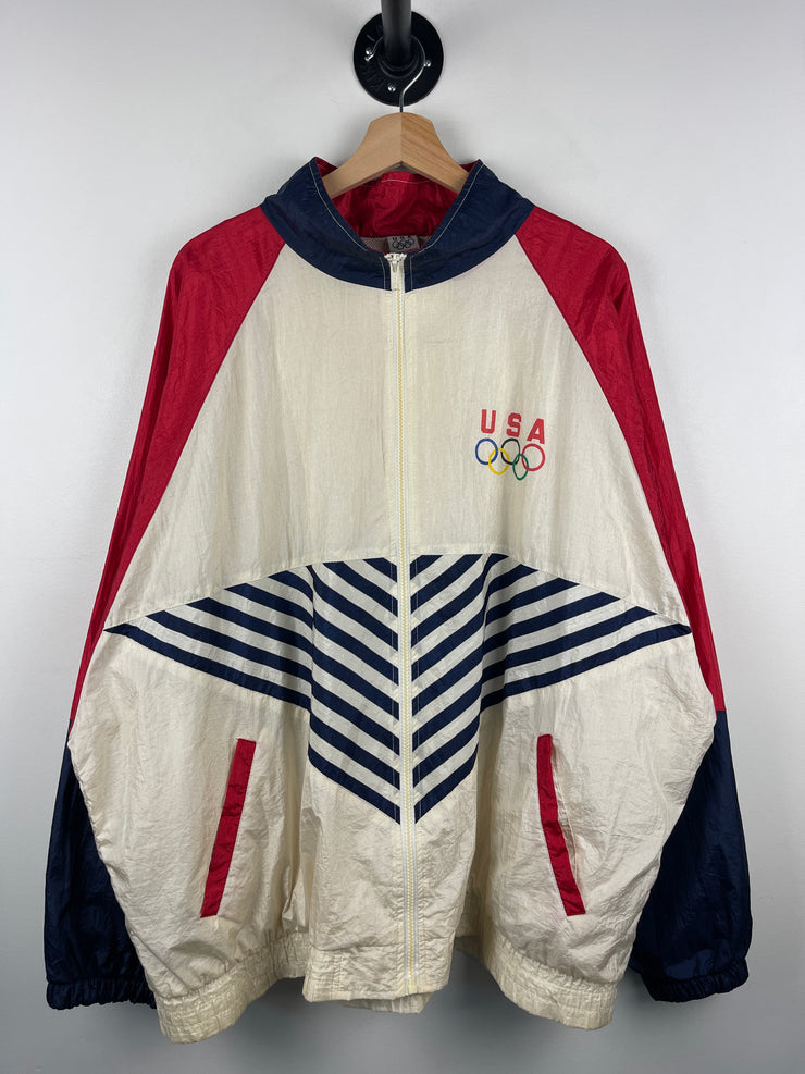 Vintage 90s USA Olympics White Windbreaker