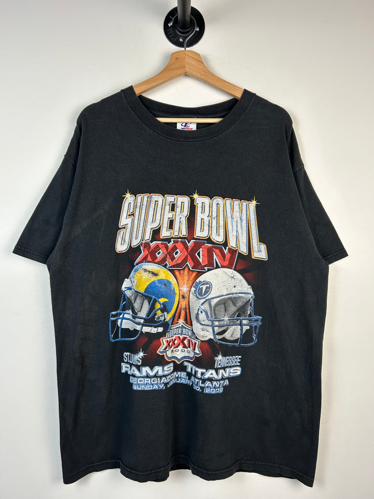 Vintage NFL Logo Athletic Super Bowl Rams VS Titans Black Tee