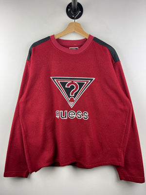 Vintage Guess Question Mark Red Fleece Crewneck