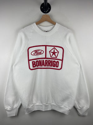 Vintage 90s Ford Chrysler Bonarrigo Dealership White Crewneck