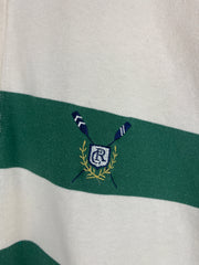 Vintage 90s Club Room Striped Green & White Polo Rugby Long Sleeve