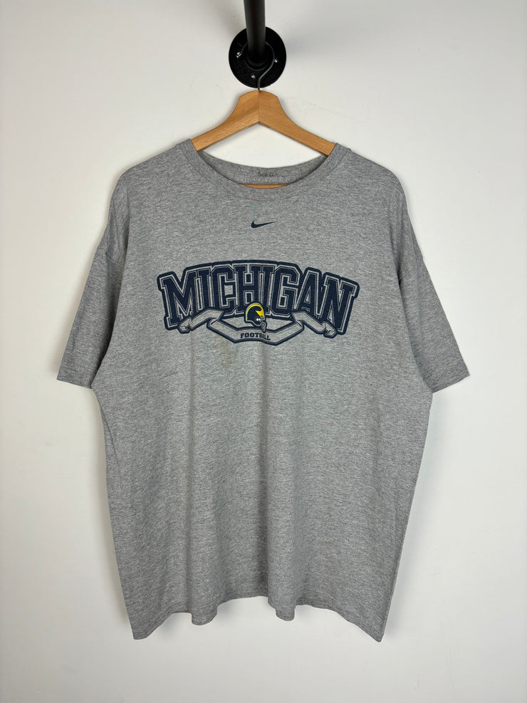 Vintage Y2K Nike Michigan Football Middle Swoosh Grey Tee