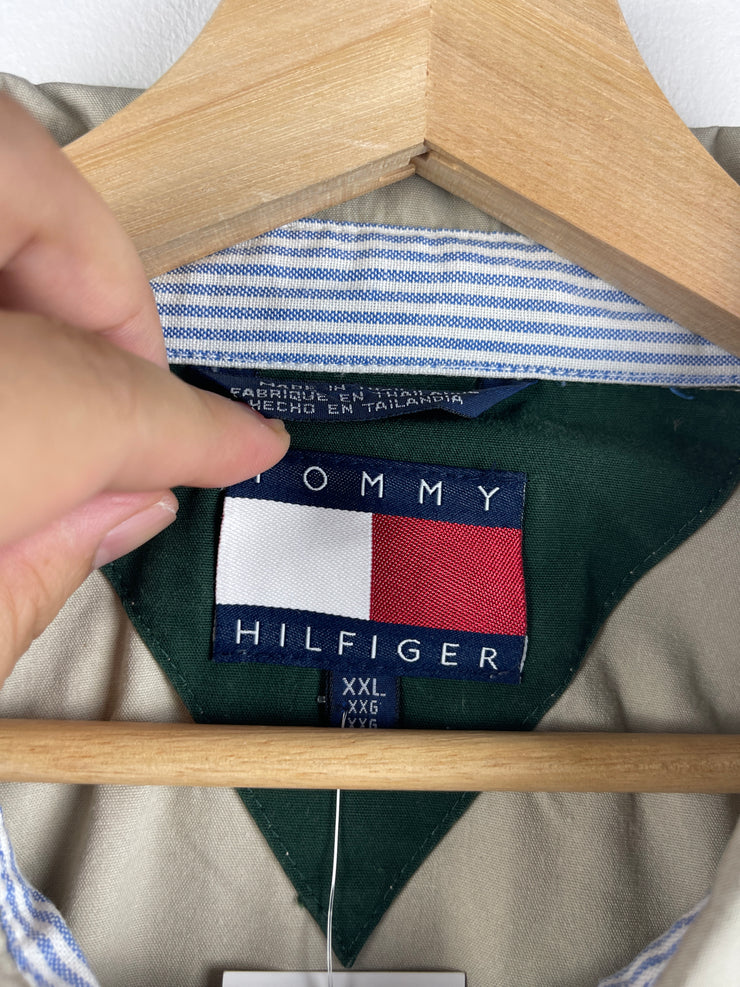 Vintage 90s Tommy Hilfiger Beige Cropped Harrington Jacket