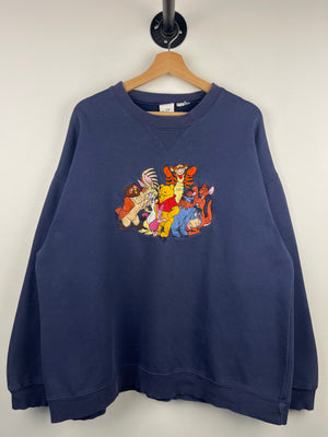 Vintage 90s Disney Winnie The Pooh Tigger Embroidered Navy Crewneck