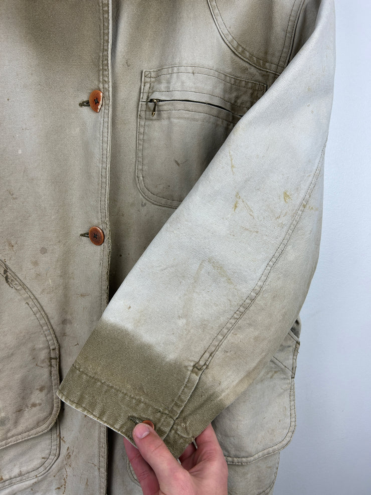 Vintage 90s LL Bean Faded Beige Chore Fishing Jacket