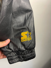 Vintage 90s NFL Starter Pittsburgh Steelers Black Leather Jacket
