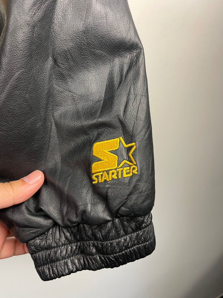 Vintage 90s NFL Starter Pittsburgh Steelers Black Leather Jacket