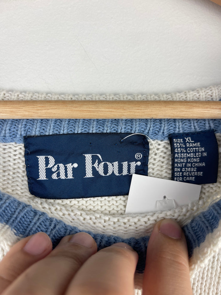 Vintage 90s Par Four Golf Knit White Sweater