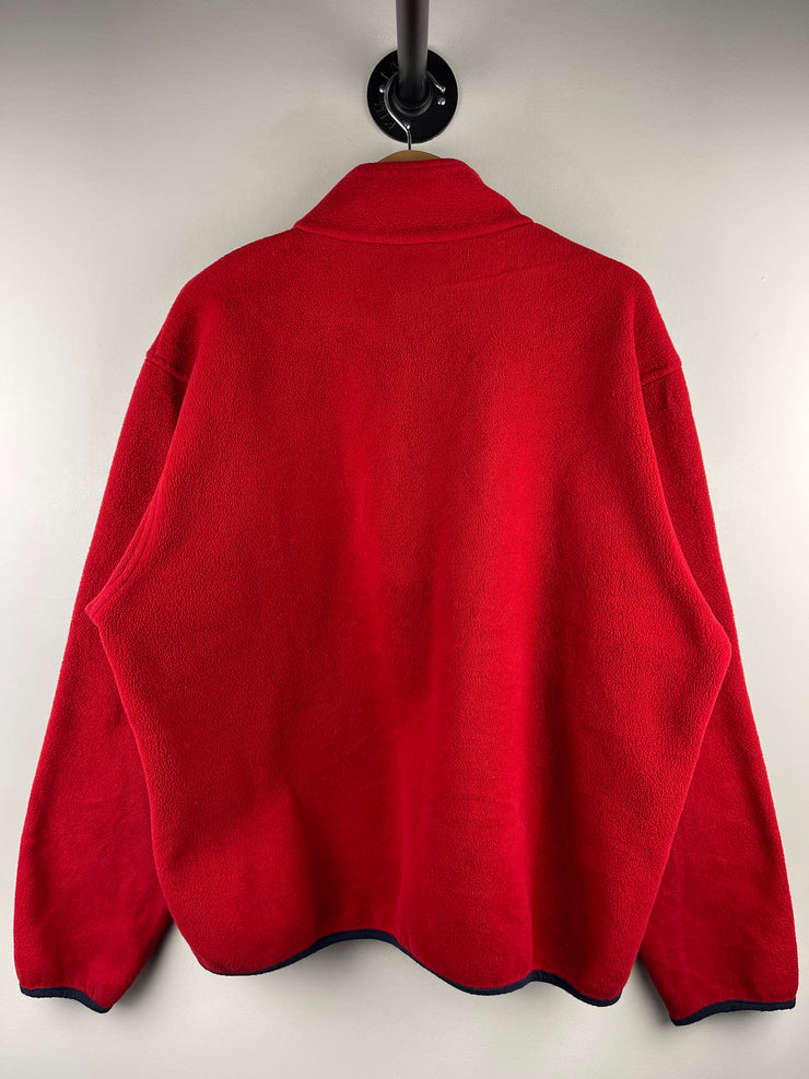 Vintage 90s LL Bean Red Quarter Zip Fleece Sweater