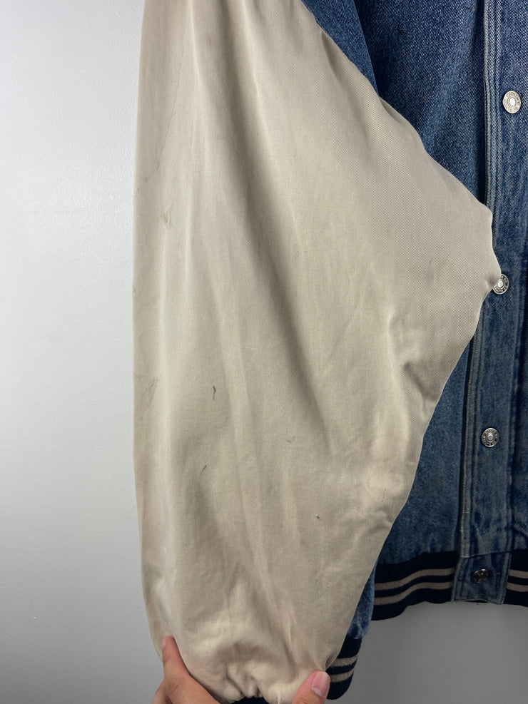 Vintage Route 66 Blue Denim Varsity Jacket