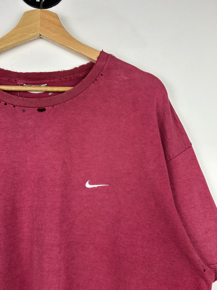 Vintage Nike Mini Swoosh Distressed Red Tee