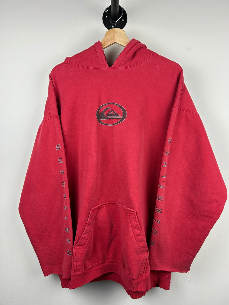 Vintage 90s Quiksilver Spellout Red Hoodie