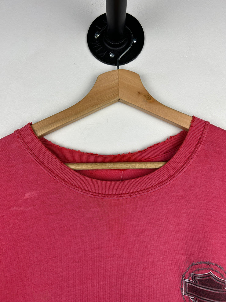 Vintage Harley Davidson Barb Wire Fenwick Faded Red Tee