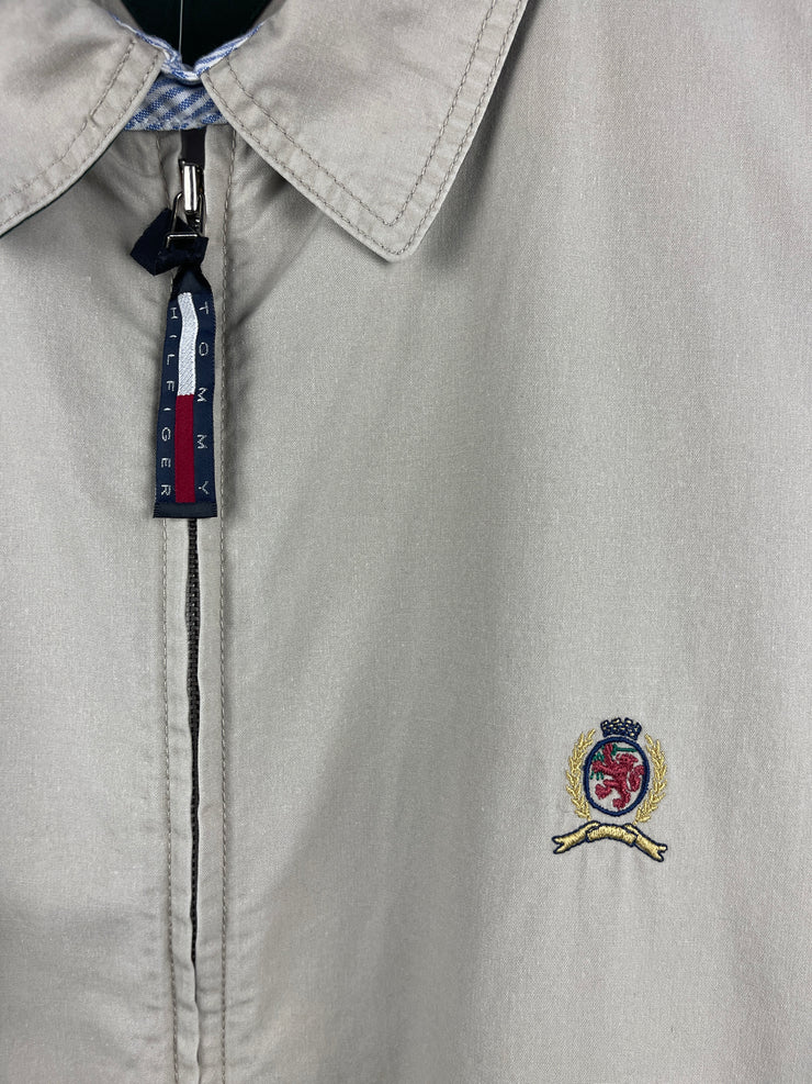 Vintage 90s Tommy Hilfiger Beige Cropped Harrington Jacket