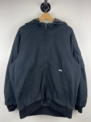 Vintage Lee Sherpa Lined Black Hooded Work Jacket