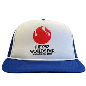 Vintage 80s The 1982 World's Fair Knoxville Tennessee Blue Trucker Hat