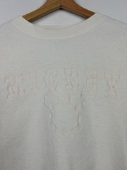 Vintage 90s Mickey & Co. Embroidered Terry Cloth Cream Crewneck