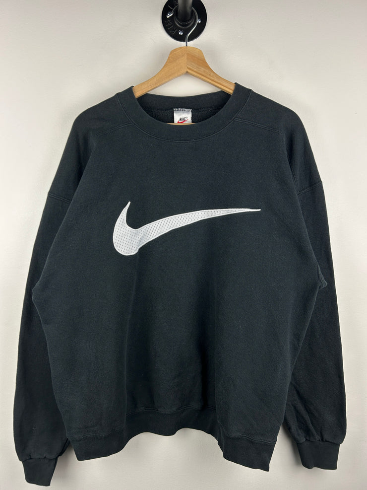 Vintage 90s Nike Big Swoosh Black Crewneck
