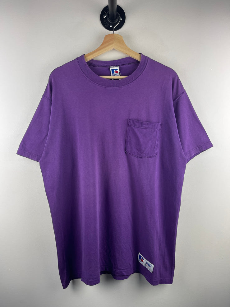 Vintage Russell Athletic Blank Purple Pocket Tee