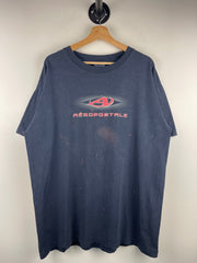 Vintage 90s Aeropostale Spellout Faded Navy Tee