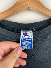 Vintage 90s Champion Spellout Embroidered Black Crewneck