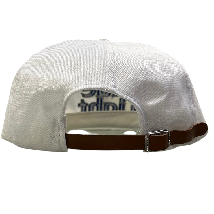 Vintage 90s Labatt Blue Light Beer White Leather Strapback Hat