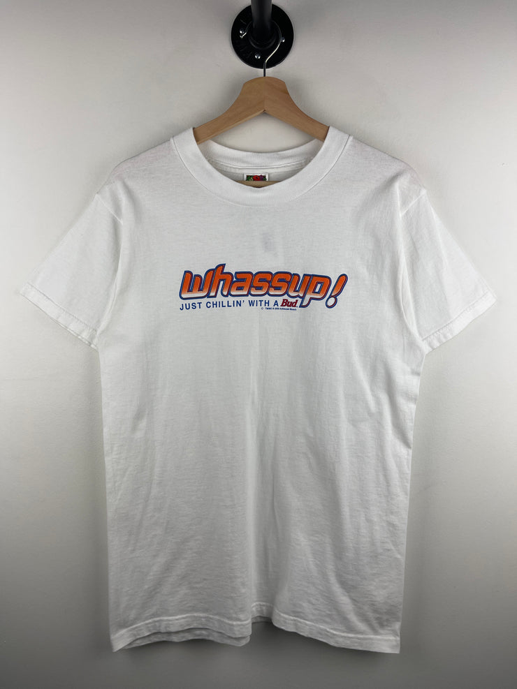 Vintage 2000 Budweiser Beer Whassup! White Tee