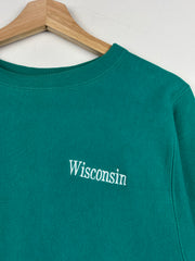 Vintage 90s Champion Reverse Weave Wisconsin Teal Crewneck