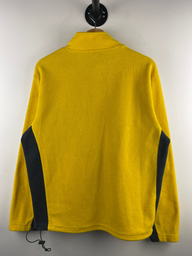 Vintage Old Navy Spellout Yellow & Navy Quarter Zip Fleece Sweater
