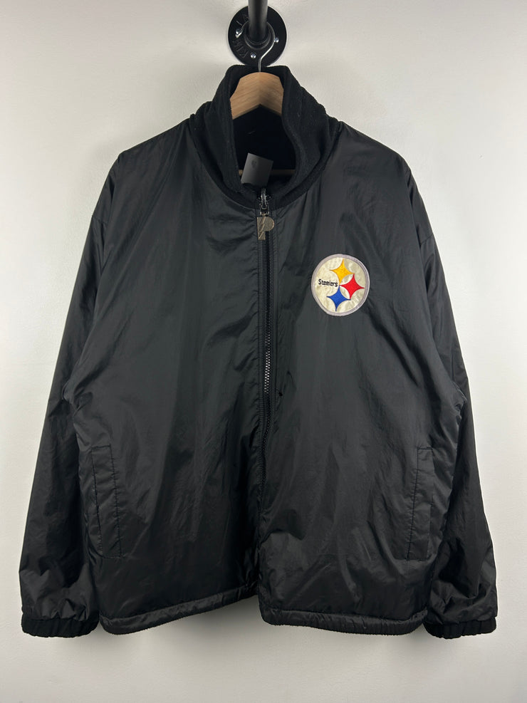 Vintage 90s NFL Pro Player Pittsburgh Steelers Fleece Black Reversible Jacket
