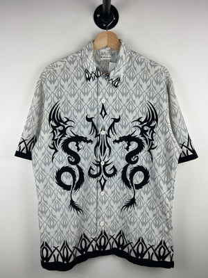 Vintage Y2K No Boundaries Dragon Tribal Short Sleeve Button Up Shirt