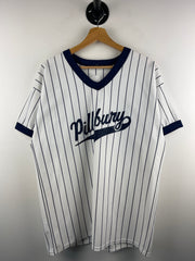 Vintage 80s Pillsbury Dough Boy Striped White Baseball Jersey
